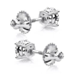 14K White Gold Diamond Stud Earrings Round Cut 1.50ct -Luxurman 14k white gold diamond stud earrings round cut 150ct p 5629 backwh