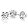 14K White Gold Earrings Round Diamond Studs 0.33ct