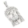 14K White Gold Round Diamond Jesus Head Pendant For Men 1.8ct