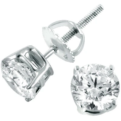 14K White Gold Round Diamond Stud Earrings 1.75ct 1 14K White Gold Round Diamond Stud Earrings 1.75ct