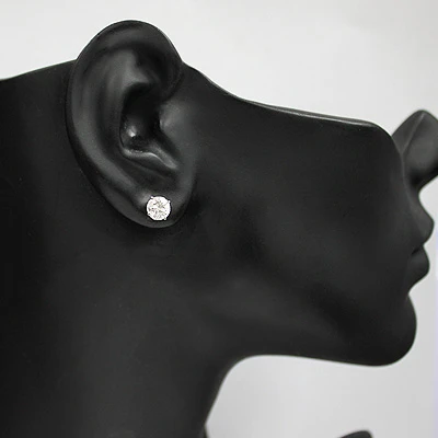 14K White Gold Round Diamond Stud Earrings 1.75ct 3 14K White Gold Round Diamond Stud Earrings 1.75ct - Image 3