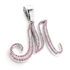 Large 14K White Gold White Pink Diamond Initial M Letter Pendant Necklace 3.4ct 7 Large 14K White Gold White Pink Diamond Initial M Letter Pendant Necklace 3.4ct -Luxurman 14k white pink diamond initial m pendant necklace 340 p 6119 3