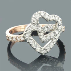 14K Rose Gold Diamond Heart Ring 0.55ct