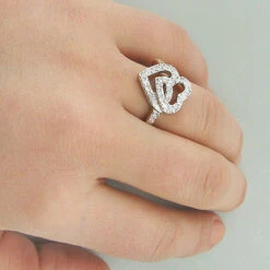 14K Rose Gold Diamond Heart Ring 0.55ct -Luxurman 14k white rose gold diamond heart ring 055ct p 6311bod