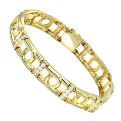 14K White/Yellow Gold Men's Diamond Two-Tone Bracelet 4ct -Luxurman 14k white yellow gold mens diamond two tone bracelet 4ct ye