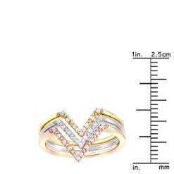 Stackable Diamond Ring Set For Women 14K Gold Bands -Luxurman 14k white yellow rose gold thin stackable diamond rings set 0 15ct luxurman bands ruler