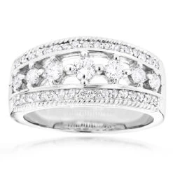 14K White Gold Women's Diamond Wedding Ring 1.54ct