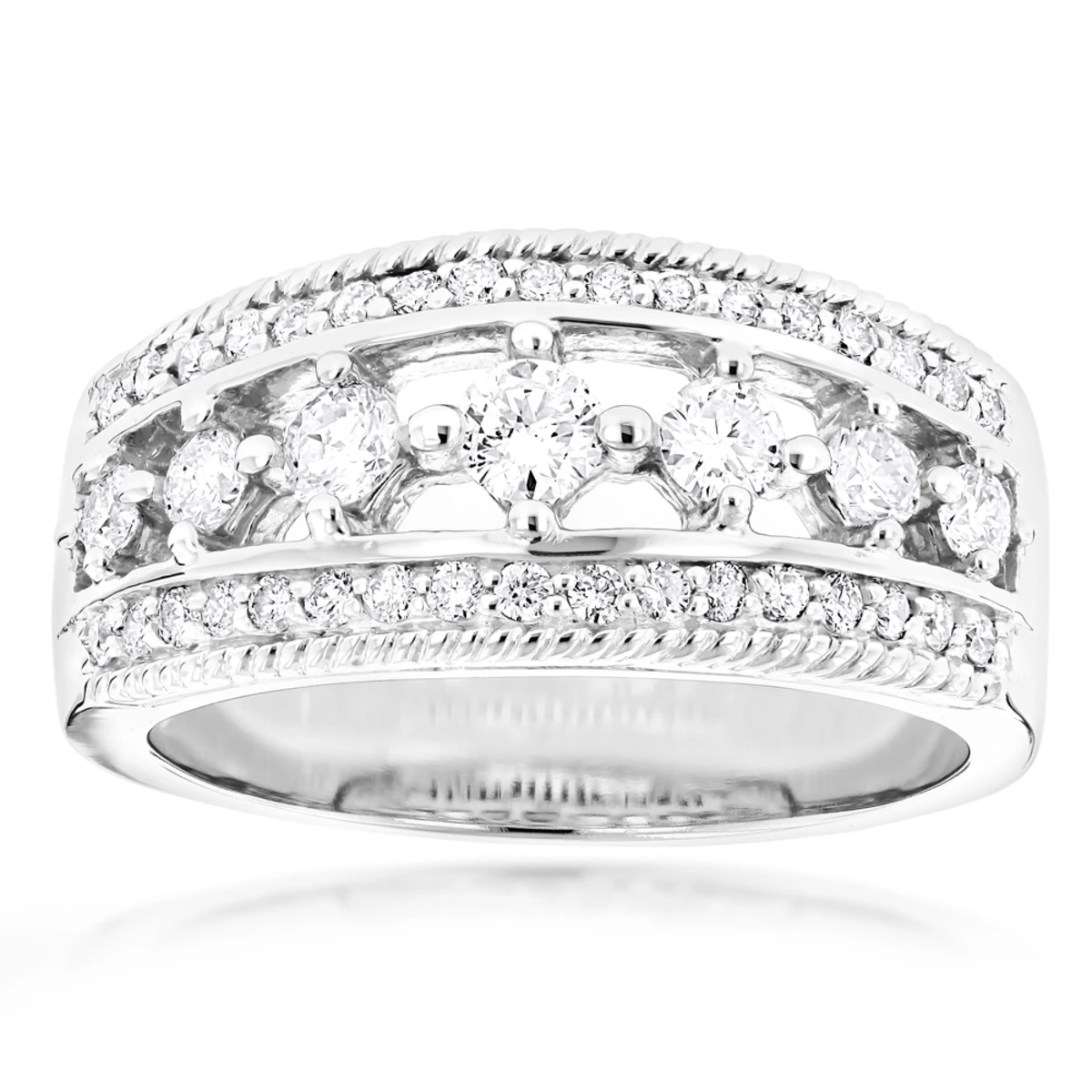 14K White Gold Women's Diamond Wedding Ring 1.54ct 1 14K White Gold Women's Diamond Wedding Ring 1.54ct