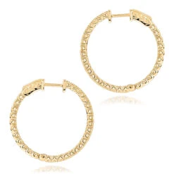 14K Yellow Gold Yellow Diamond Hoop Earrings 2 Carats Inside Out Design By Luxurman -Luxurman 14k yellow diamond hoop earrings 2 carats inside out design by luxurman backye