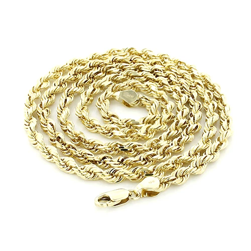 Men's Solid 14K Yellow Gold Rope Chain By Luxurman 5mm 22-30in 1 Men's Solid 14K Yellow Gold Rope Chain By Luxurman 5mm 22-30in