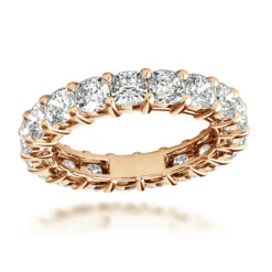18K Rose Gold Cushion Cut Diamond Eternity Band 4.5ct By Luxurman
