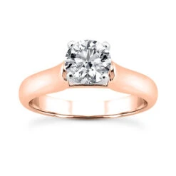 18K White Gold Diamond Engagement Ring 0.75ct 2.2mm -Luxurman 18k gold diamond engagement ring 075ct p 34412 rose 20220426