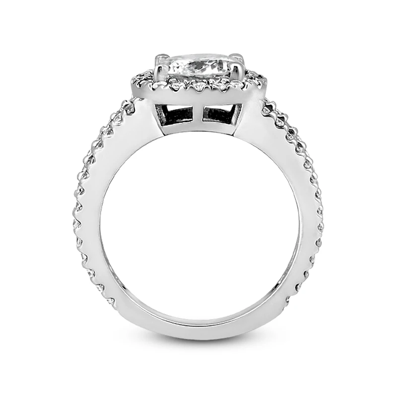 Halo 18K White Gold Diamond Engagement Ring Setting 0.72ct 9 Halo 18K White Gold Diamond Engagement Ring Setting 0.72ct - Image 9