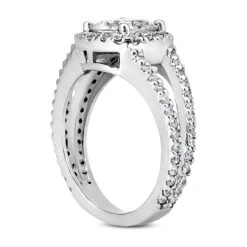 Halo 18K White Gold Diamond Engagement Ring Setting 0.72ct 12 Halo 18K White Gold Diamond Engagement Ring Setting 0.72ct -Luxurman 18k gold diamond engagement ring setting 072ct p 34719 back white 20220426