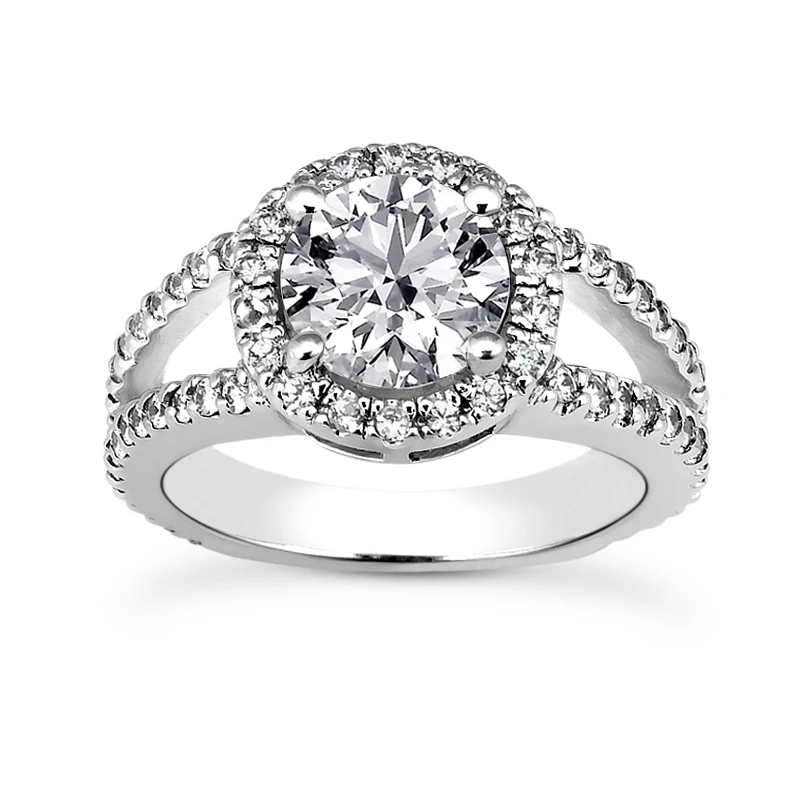 Halo 18K White Gold Diamond Engagement Ring Setting 0.72ct 1 Halo 18K White Gold Diamond Engagement Ring Setting 0.72ct