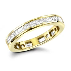 Eternity Band 18K Yellow Gold 1.56ct Round And Baguette Diamonds