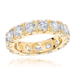 18K Yellow Gold Round Diamond Eternity Band 4ct