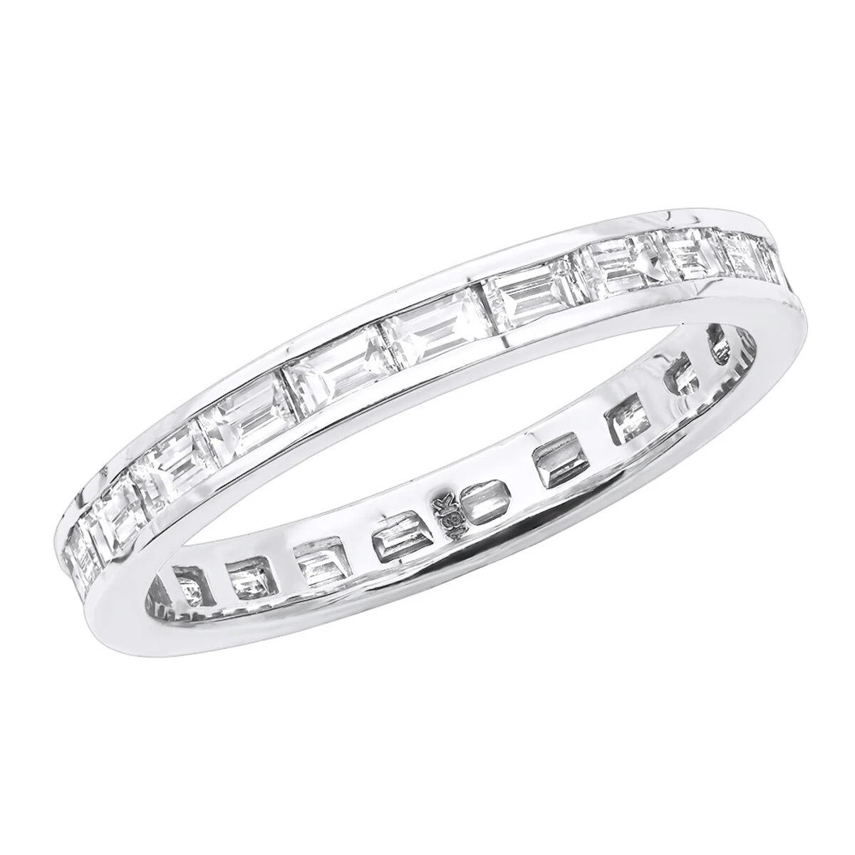 Thin 18K White Gold Diamond Eternity Ring 1.60ct 1 Thin 18K White Gold Diamond Eternity Ring 1.60ct