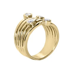 18K White Gold Diamond Right Hand Ring 0.51ct -Luxurman 18k gold diamond right hand ring 051ct p 31565 back yellow 20220426