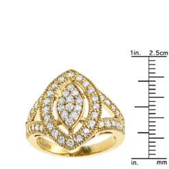 18K Yellow Gold Diamond Right Hand Ring For Women Tear Drop Shape 1.08ct -Luxurman 18k gold diamond right hand ring 108ct p 31415 rulerye