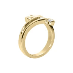 18K White Gold Diamond Right Hand Women's Ring 0.21ct -Luxurman 18k gold diamond right hand womens ring 021ct p 31561 back yellow 20220420 20220426