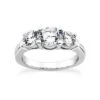 Thin 18K White Gold Diamond Three Stones Engagement Ring 0.45ct 2.87mm