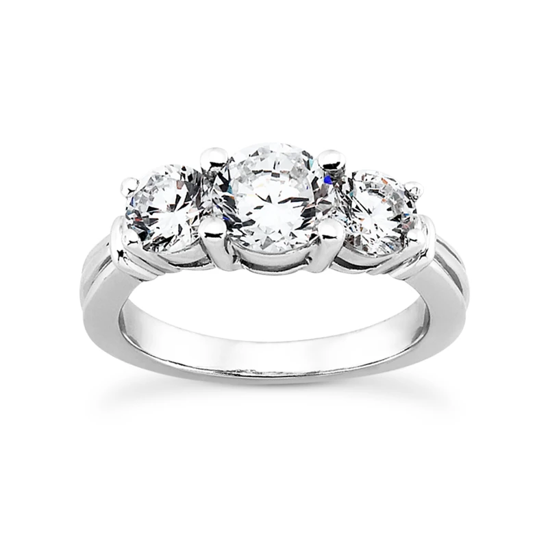 Thin 18K White Gold Diamond Three Stones Engagement Ring 0.45ct 2.87mm 1 Thin 18K White Gold Diamond Three Stones Engagement Ring 0.45ct 2.87mm