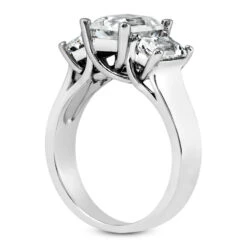 18K White Gold Diamond Three Stones Engagement Ring 0.75ct -Luxurman 18k gold diamond three stones engagement ring 075ct p 33538 back white 20220426