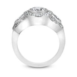 Thin 18K White Gold Diamond Three Stones Engagement Ring 1.42ct 3.60mm -Luxurman 18k gold diamond three stones engagement ring 142ct p 33380 additional white