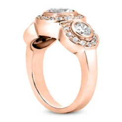 Thin 18K White Gold Diamond Three Stones Engagement Ring 1.42ct 3.60mm -Luxurman 18k gold diamond three stones engagement ring 142ct p 33380 back rose 20220420 20220426