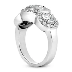 Thin 18K White Gold Diamond Three Stones Engagement Ring 1.42ct 3.60mm -Luxurman 18k gold diamond three stones engagement ring 142ct p 33380 back white 20220420 20220426