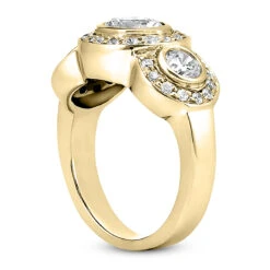 Thin 18K White Gold Diamond Three Stones Engagement Ring 1.42ct 3.60mm -Luxurman 18k gold diamond three stones engagement ring 142ct p 33380 back yellow 20220420 20220426