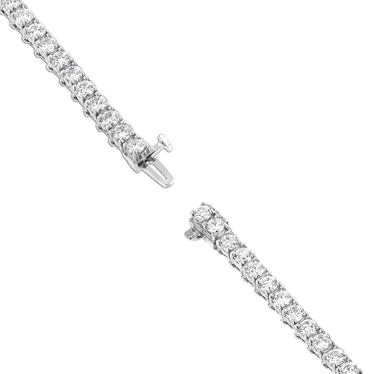 18K White Gold Inline Round Diamond Tennis Bracelet For Women 6.69ct VS Diamonds 4 18K White Gold Inline Round Diamond Tennis Bracelet For Women 6.69ct VS Diamonds - Image 4