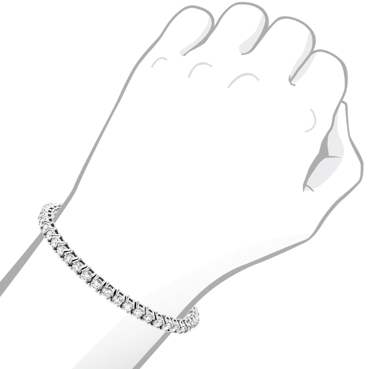 18K White Gold Inline Round Diamond Tennis Bracelet For Women 6.69ct VS Diamonds 6 18K White Gold Inline Round Diamond Tennis Bracelet For Women 6.69ct VS Diamonds - Image 6