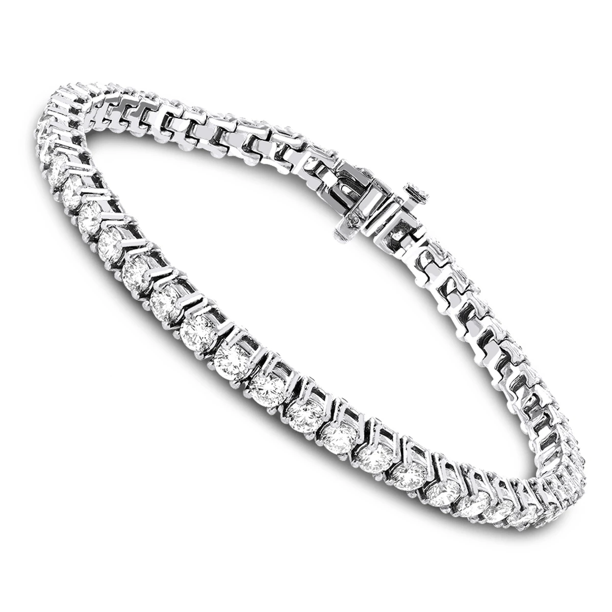 18K White Gold Inline Round Diamond Tennis Bracelet For Women 6.69ct VS Diamonds 1 18K White Gold Inline Round Diamond Tennis Bracelet For Women 6.69ct VS Diamonds