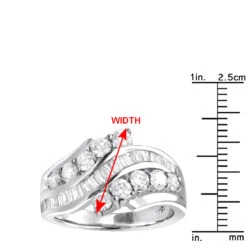 18K White Gold Ladies G/VS Diamond Right Hand Ring 2.25ct -Luxurman 18k gold ladies diamond ring 168ct p 32626 rulerwh