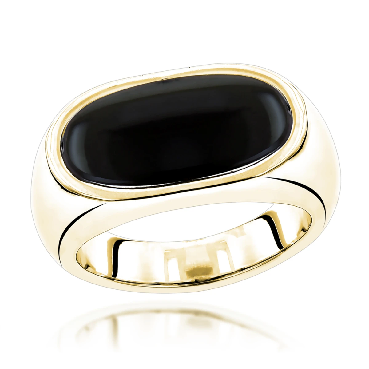 18K White Gold Men's Black Onyx Ring 8.9mm 2 18K White Gold Men's Black Onyx Ring 8.9mm - Image 2