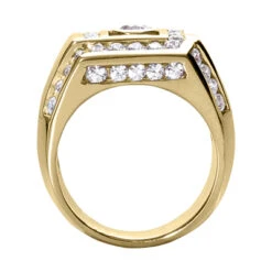 18K White Gold Men's Diamond Ring 1.98ct -Luxurman 18k gold mens diamond ring 198ct p 31685 back yellow 20220426