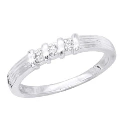 Thin 18K White Gold Men's Diamond Wedding Band 0.15ct