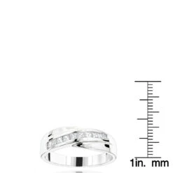 18K White Gold Men's Diamond Wedding Band 1ct 11 18K White Gold Men's Diamond Wedding Band 1ct -Luxurman 18k gold mens diamond wedding band 1ct p 30803 rulerwh