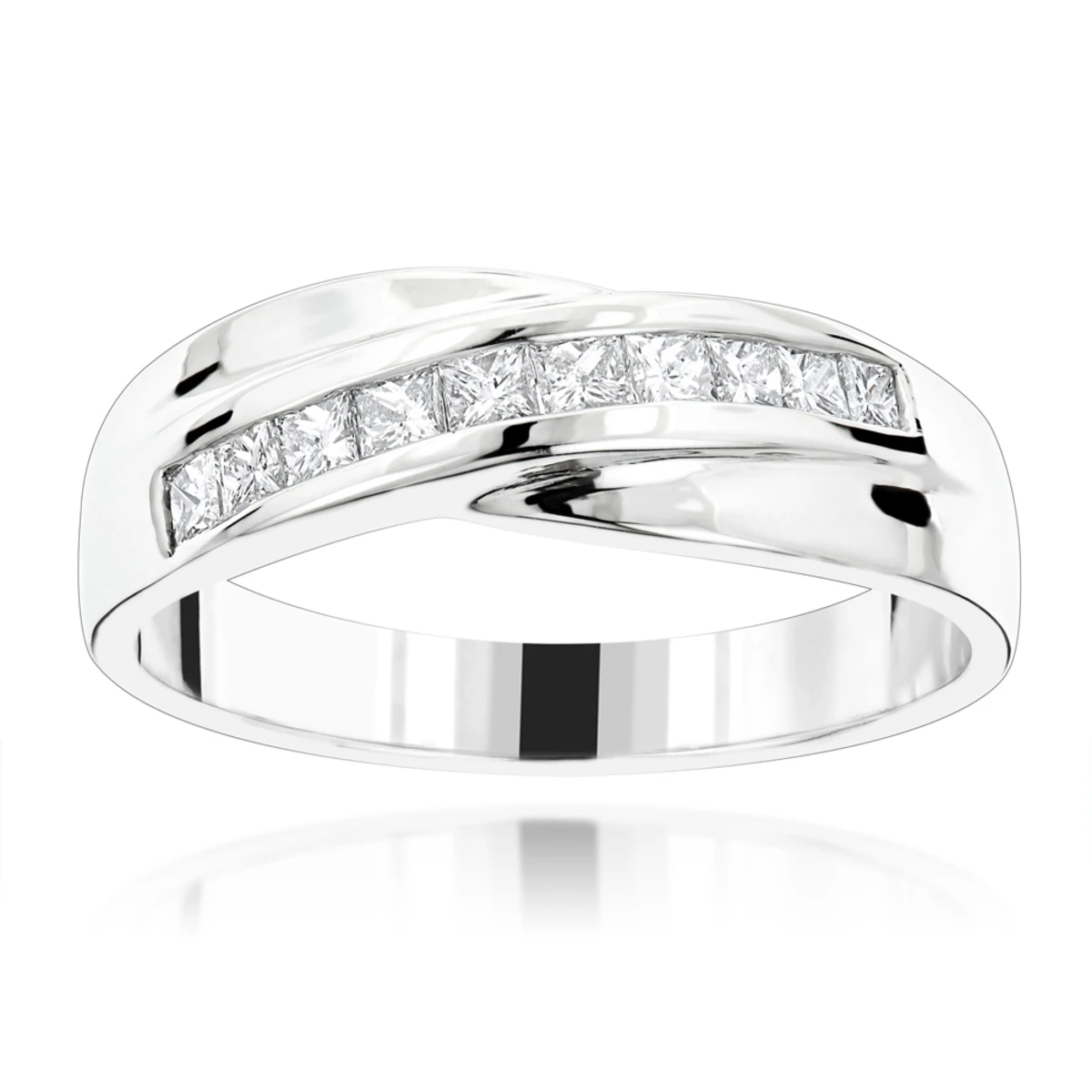 18K White Gold Men's Diamond Wedding Band 1ct 1 18K White Gold Men's Diamond Wedding Band 1ct