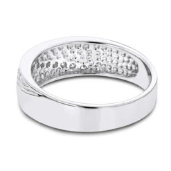 18K White Gold Men's Diamond Wedding Ring 0.12ct 7.1mm -Luxurman 18k gold mens diamond wedding ring 012ct p 31019 backwh