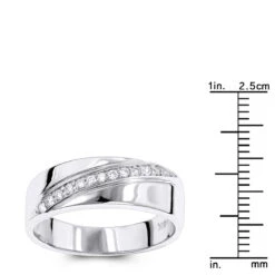 18K White Gold Men's Diamond Wedding Ring 0.12ct 7.1mm -Luxurman 18k gold mens diamond wedding ring 012ct p 31019 rulerwh