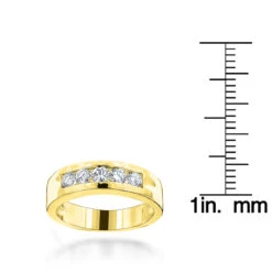 18K Yellow Gold Men's Diamond Wedding Band 5 Stone Anniversary Ring 0.75ct -Luxurman 18k gold mens diamond wedding ring 075ct p 30903 rulerye