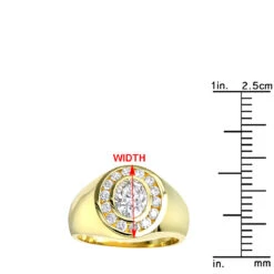 18K Yellow Gold Men's Round & Oval Diamonds Ring 2.06ct -Luxurman 18k gold mens round oval diamonds ring 206ct p 31667 rulerye