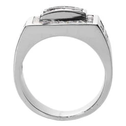 18K White Gold Men's Round & Princess Diamonds Ring 0.49ct 6 18K White Gold Men's Round & Princess Diamonds Ring 0.49ct -Luxurman 18k gold mens round princess diamonds ring 049ct p 31653 back white 20220426