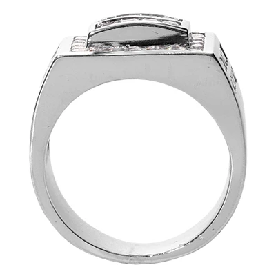 18K White Gold Men's Round & Princess Diamonds Ring 0.49ct 3 18K White Gold Men's Round & Princess Diamonds Ring 0.49ct - Image 3