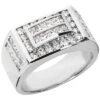 18K White Gold Men's Round & Princess Diamonds Ring 0.49ct