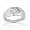 18K White Gold Men's Round & Princess Diamonds Ring 0.54ct