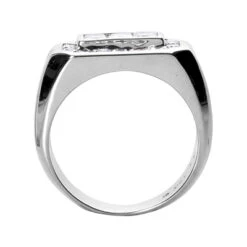 18K White Gold Men's Round & Princess Diamonds Ring 1.51ct -Luxurman 18k gold mens round princess diamonds ring 151ct p 31659 back white 20220420 20220426